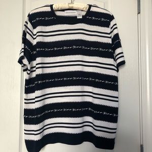 Alfred Dunner Navy/White Striped Blouse